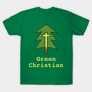 Green Christian Cross and Tree T-Shirt